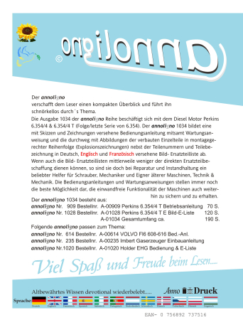 Perkins Diesel 6 Zylinder Diesel Industrie Motoren Typ 6.354/4/T Bild – Bedienungsanleitung & Wartungsanleitung & Bild- Ersatzteilliste & Explosionszeichnungen  - annoligno 1034